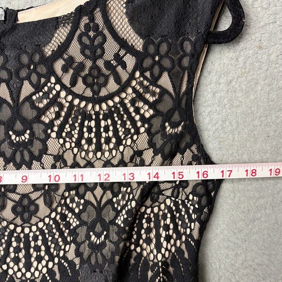 Frank Lyman Knee-Length Dress Lace Overlay Black Cream SZ 4 Luxury LBD Designer - Picture 5 of 9